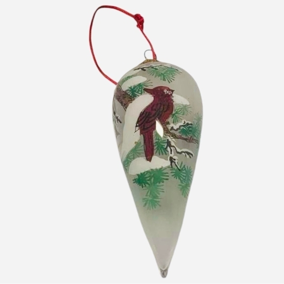 Rare Vintage Christmas Ornament Clear Glass Cardinal Ornament Xmas Holiday Decor - Picture 6 of 8